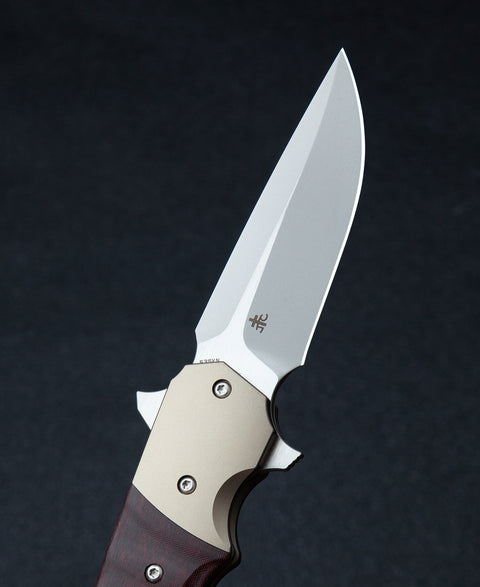 BESTECH FREEFALL BT2007D Titanium+Black Red Carbon Fiber Handle: 2.65" S35VN Blade