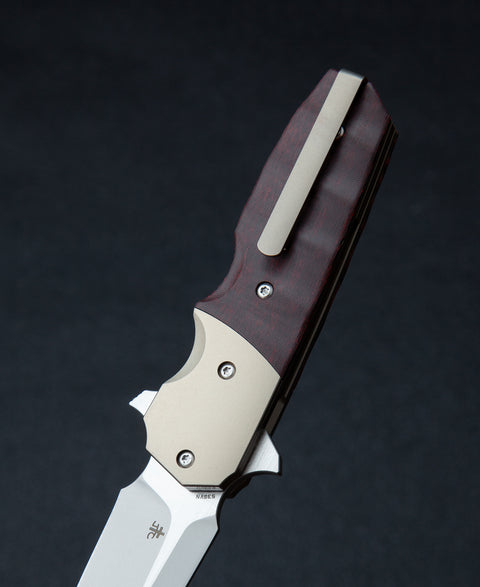 BESTECH FREEFALL BT2007D Titanium+Black Red Carbon Fiber Handle: 2.65" S35VN Blade