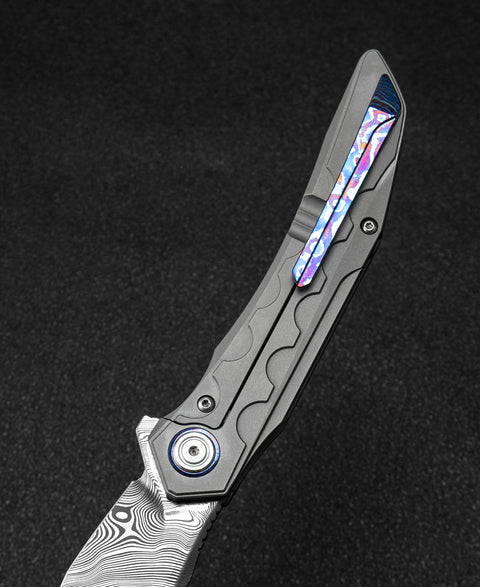 BESTECH SAMARI BT2009G Titanium Handle: 3.82" Damasteel Blade