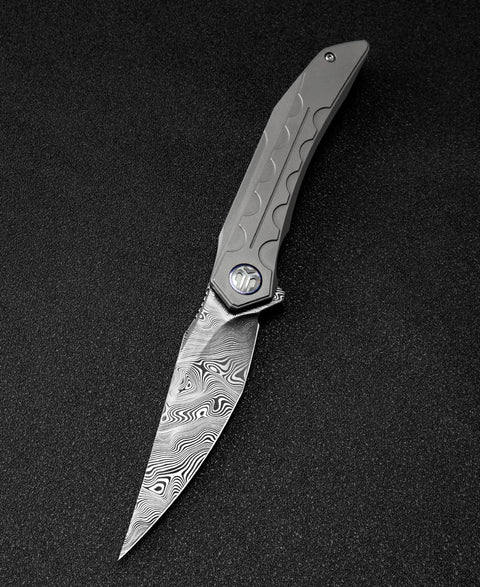 BESTECH SAMARI BT2009G Titanium Handle: 3.82" Damasteel Blade