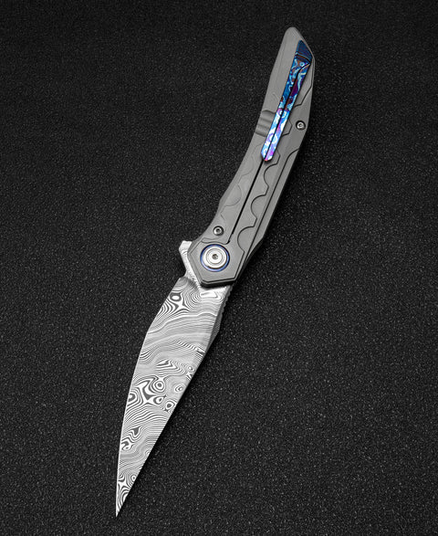 BESTECH SAMARI BT2009G Titanium Handle: 3.82" Damasteel Blade