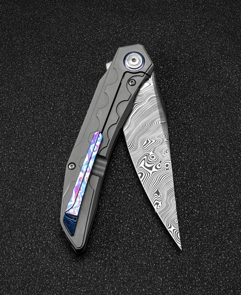 BESTECH SAMARI BT2009G Titanium Handle: 3.82" Damasteel Blade