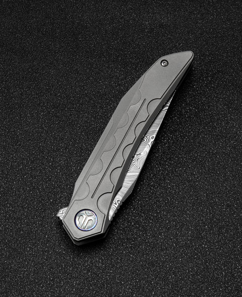 BESTECH SAMARI BT2009G Titanium Handle: 3.82" Damasteel Blade