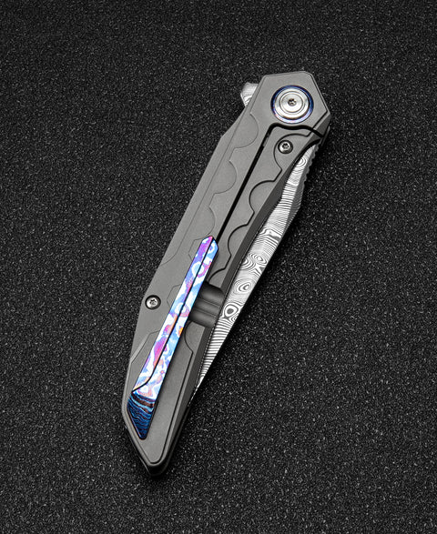 BESTECH SAMARI BT2009G Titanium Handle: 3.82" Damasteel Blade