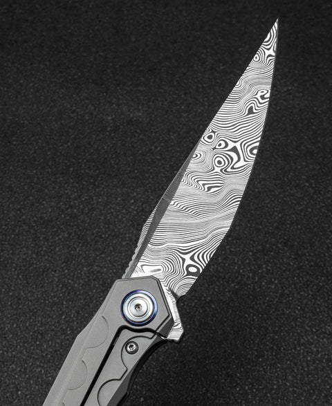 BESTECH SAMARI BT2009G Titanium Handle: 3.82" Damasteel Blade
