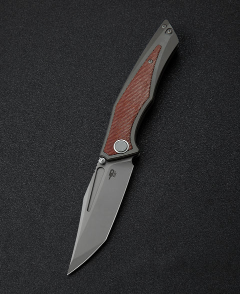 BESTECH TOGATTA BT2102A Titanium+Natural Canvas Micarta Inlay Handle: 3.74" M390 Blade