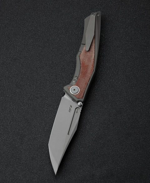 BESTECH TOGATTA BT2102A Titanium+Natural Canvas Micarta Inlay Handle: 3.74" M390 Blade