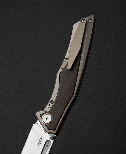 BESTECH TOGATTA BT2102C Titanium+Black Orange Carbon Fiber Inlay Handle: 3.74" M390 Blade