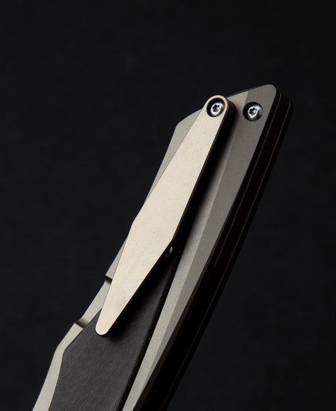 BESTECH TOGATTA BT2102C Titanium+Black Orange Carbon Fiber Inlay Handle: 3.74" M390 Blade