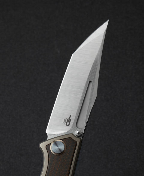BESTECH TOGATTA BT2102C Titanium+Black Orange Carbon Fiber Inlay Handle: 3.74" M390 Blade