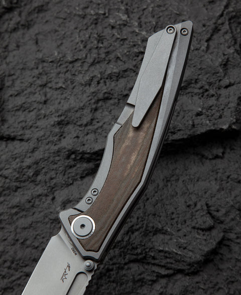 BESTECH TOGATTA BT2102D Titanium+Green Canvas Micarta Inlay Handle: 3.74" M390 Blade