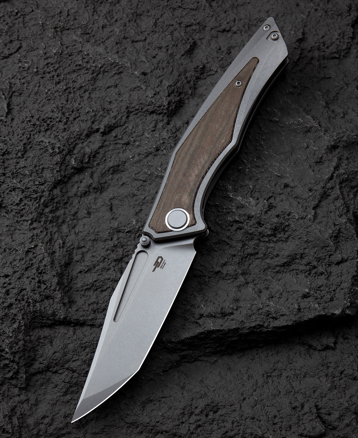 BESTECH TOGATTA BT2102D Titanium+Green Canvas Micarta Inlay Handle