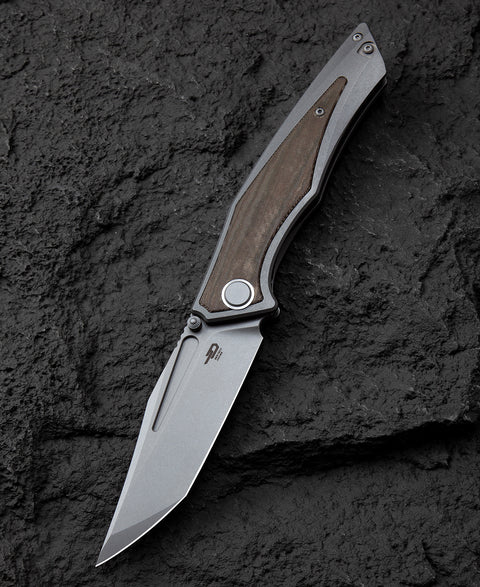 BESTECH TOGATTA BT2102D Titanium+Green Canvas Micarta Inlay Handle: 3.74" M390 Blade