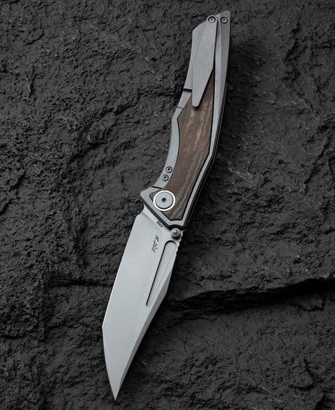 BESTECH TOGATTA BT2102D Titanium+Green Canvas Micarta Inlay Handle: 3.74" M390 Blade