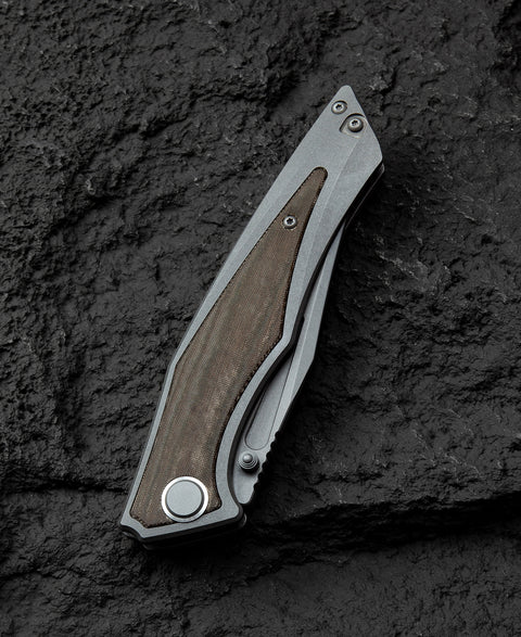 BESTECH TOGATTA BT2102D Titanium+Green Canvas Micarta Inlay Handle: 3.74" M390 Blade