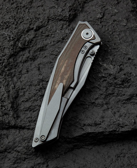 BESTECH TOGATTA BT2102D Titanium+Green Canvas Micarta Inlay Handle: 3.74" M390 Blade