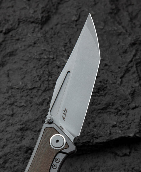BESTECH TOGATTA BT2102D Titanium+Green Canvas Micarta Inlay Handle: 3.74" M390 Blade