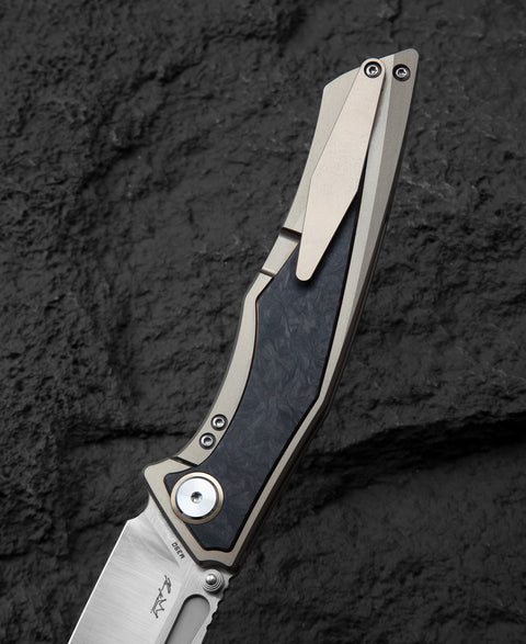 BESTECH TOGATTA BT2102F Titanium+Marble Carbon Fiber Inlay Handle: 3.74" M390 Blade