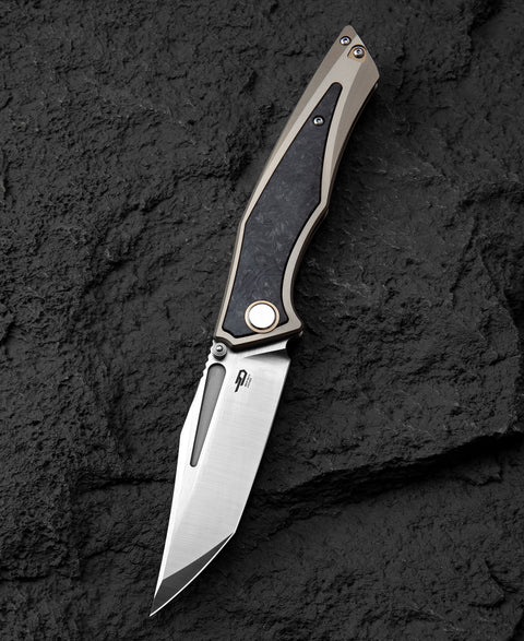BESTECH TOGATTA BT2102F Titanium+Marble Carbon Fiber Inlay Handle: 3.74" M390 Blade