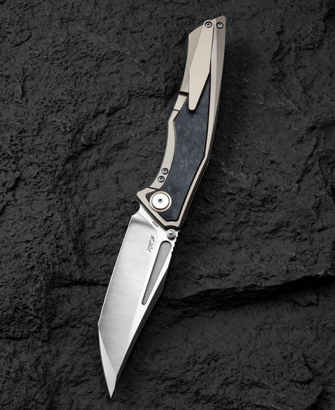 BESTECH TOGATTA BT2102F Titanium+Marble Carbon Fiber Inlay Handle: 3.74" M390 Blade