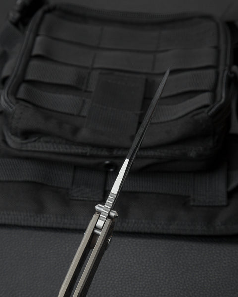 BESTECH TOGATTA BT2102G Titanium +Damascus Copper Carbon Fiber Inlay  Handle: 3.74" M390 Blade