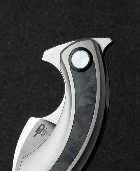 BESTECH STRELIT BT2103D Titanium+Black Blue Marble Carbon Fiber Inlay Handle: 2.19" M390 Blade