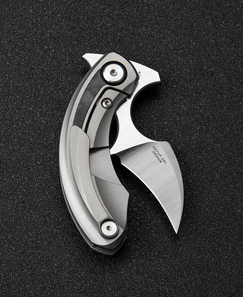BESTECH STRELIT BT2103D Titanium+Black Blue Marble Carbon Fiber Inlay Handle: 2.19" M390 Blade