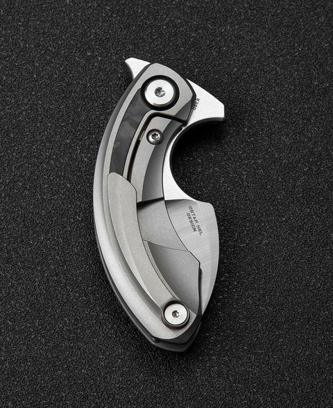 BESTECH STRELIT BT2103D Titanium+Black Blue Marble Carbon Fiber Inlay Handle: 2.19" M390 Blade