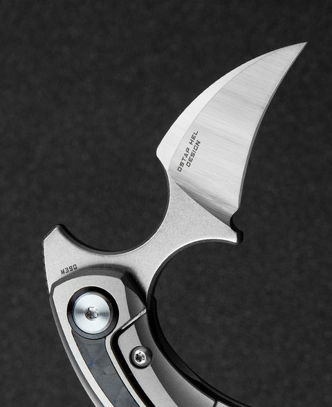 BESTECH STRELIT BT2103D Titanium+Black Blue Marble Carbon Fiber Inlay Handle: 2.19" M390 Blade
