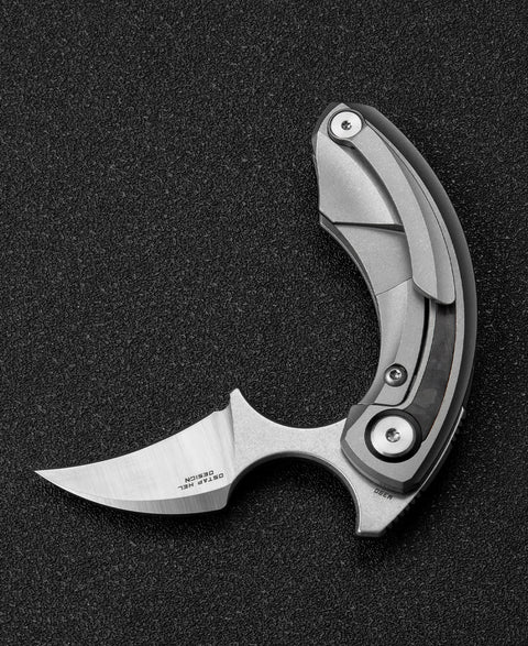 BESTECH STRELIT BT2103E Titanium+Black Red Marble Carbon Fiber Inlay Handle: 2.19" M390 Blade