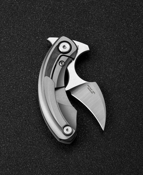BESTECH STRELIT BT2103E Titanium+Black Red Marble Carbon Fiber Inlay Handle: 2.19" M390 Blade