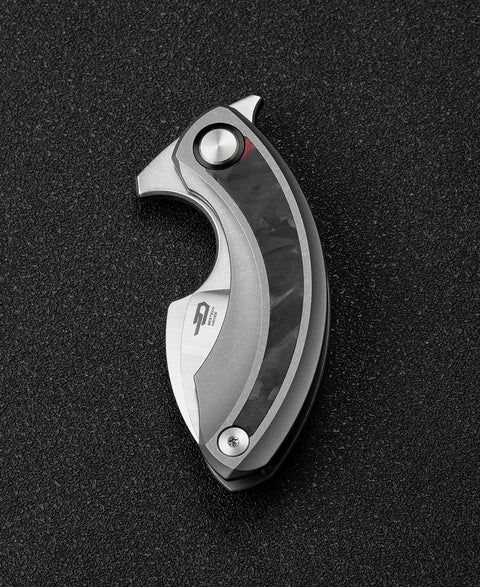 BESTECH STRELIT BT2103E Titanium+Black Red Marble Carbon Fiber Inlay Handle: 2.19" M390 Blade