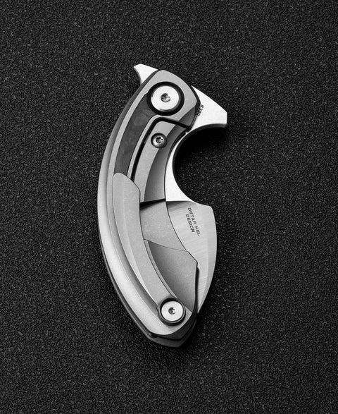 BESTECH STRELIT BT2103E Titanium+Black Red Marble Carbon Fiber Inlay Handle: 2.19" M390 Blade