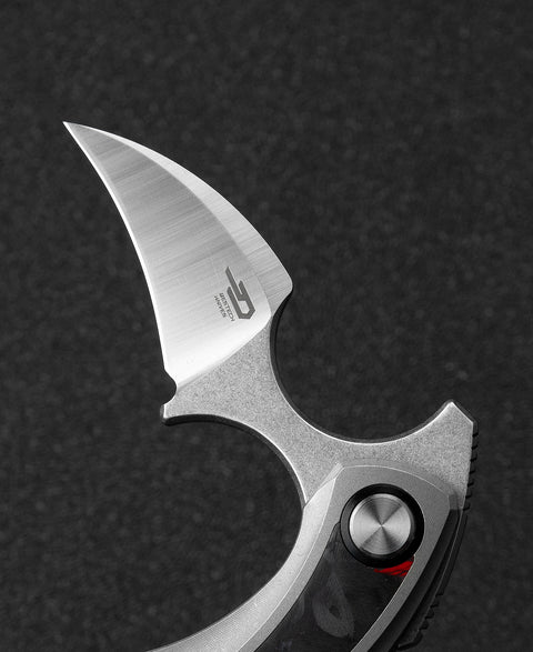 BESTECH STRELIT BT2103E Titanium+Black Red Marble Carbon Fiber Inlay Handle: 2.19" M390 Blade