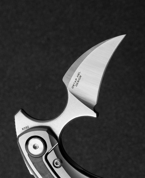 BESTECH STRELIT BT2103E Titanium+Black Red Marble Carbon Fiber Inlay Handle: 2.19" M390 Blade