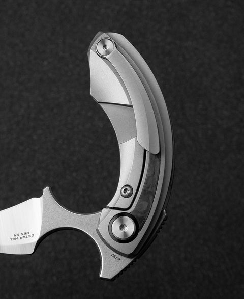 BESTECH STRELIT BT2103E Titanium+Black Red Marble Carbon Fiber Inlay Handle: 2.19" M390 Blade