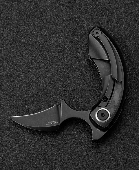 BESTECH STRELIT BT2103F Titanium+Black Red Marble Carbon Fiber Inlay Handle: 2.19" M390 Blade