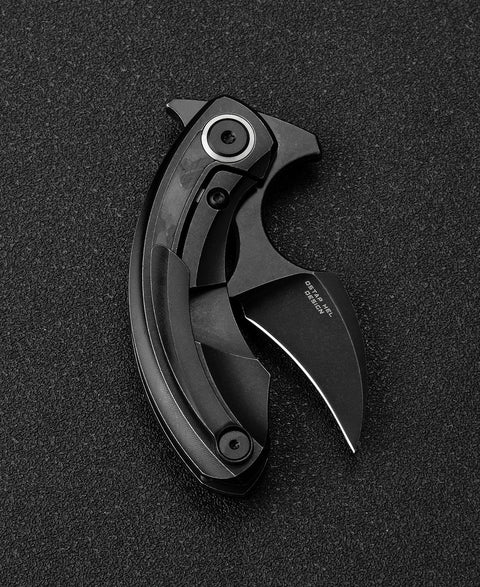 BESTECH STRELIT BT2103F Titanium+Black Red Marble Carbon Fiber Inlay Handle: 2.19" M390 Blade
