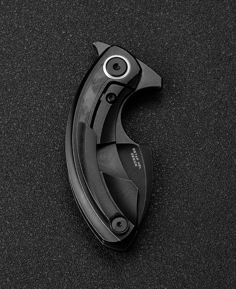 BESTECH STRELIT BT2103F Titanium+Black Red Marble Carbon Fiber Inlay Handle: 2.19" M390 Blade