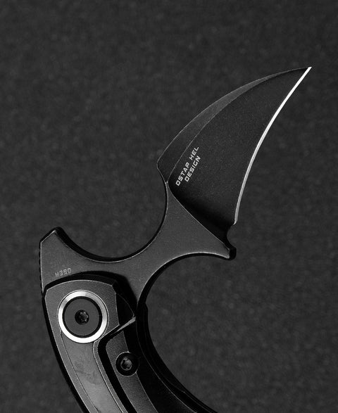 BESTECH STRELIT BT2103F Titanium+Black Red Marble Carbon Fiber Inlay Handle: 2.19" M390 Blade