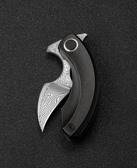 BESTECH STRELIT BT2103H Titanium Handle: 2.19" Damascus Blade