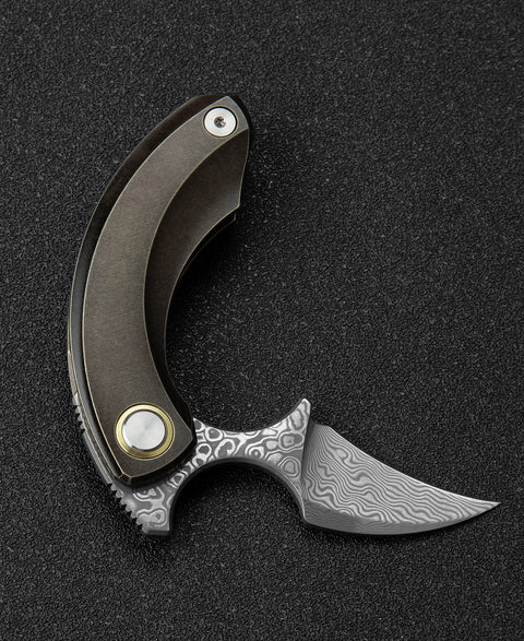 BESTECH STRELIT BT2103J Titanium Handle: 2.19" Damascus Blade
