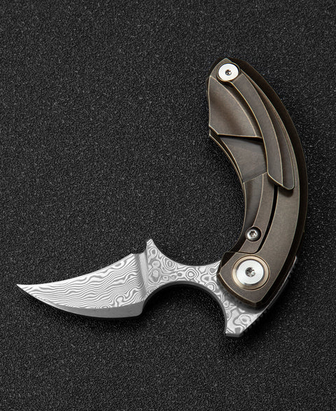 BESTECH STRELIT BT2103J Titanium Handle: 2.19" Damascus Blade