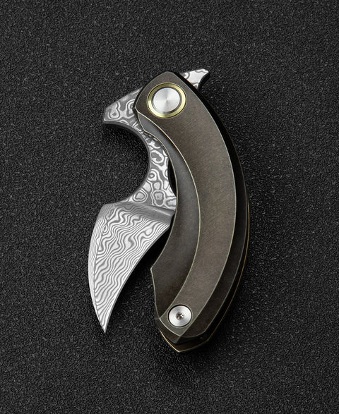 BESTECH STRELIT BT2103J Titanium Handle: 2.19" Damascus Blade