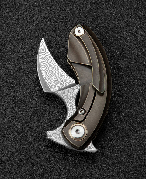 BESTECH STRELIT BT2103J Titanium Handle: 2.19" Damascus Blade