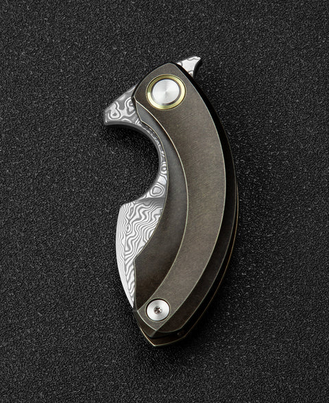 BESTECH STRELIT BT2103J Titanium Handle: 2.19" Damascus Blade