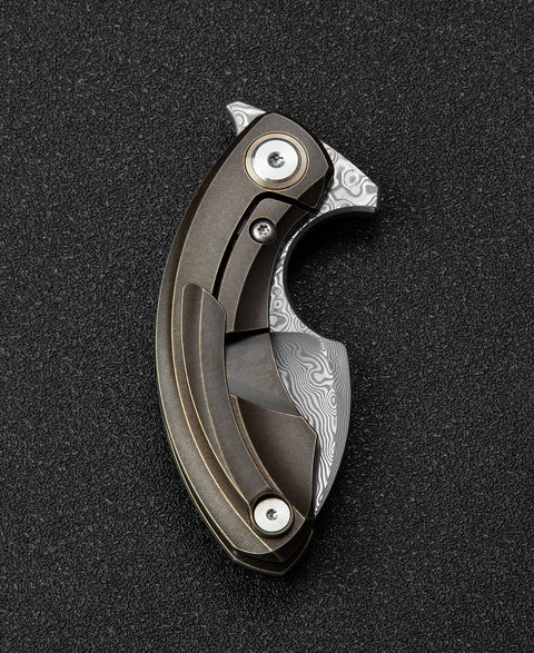 BESTECH STRELIT BT2103J Titanium Handle: 2.19" Damascus Blade