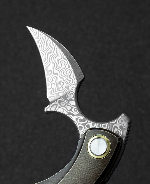 BESTECH STRELIT BT2103J Titanium Handle: 2.19" Damascus Blade