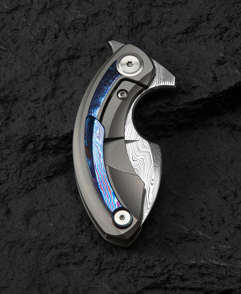 BESTECH STRELIT BT2103K Titanium+Timascus Handle: 2.19" Damasteel Blade