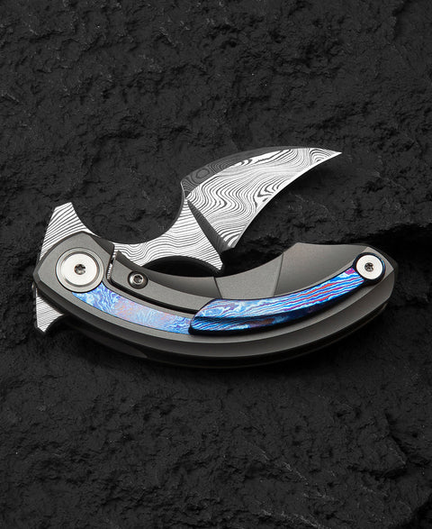 BESTECH STRELIT BT2103K Titanium+Timascus Handle: 2.19" Damasteel Blade
